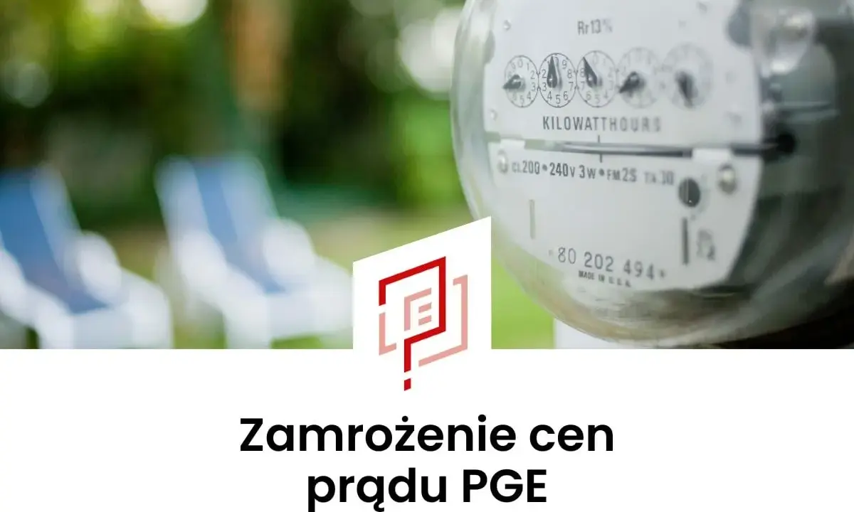Zamrożenie cen prądu dla gospodarstw domowych. Licznik energii elektrycznej i logo PGE.