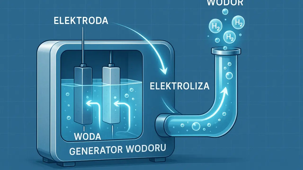Generator wodoru wykorzystuje elektrolizę wody do produkcji czystego wodoru.