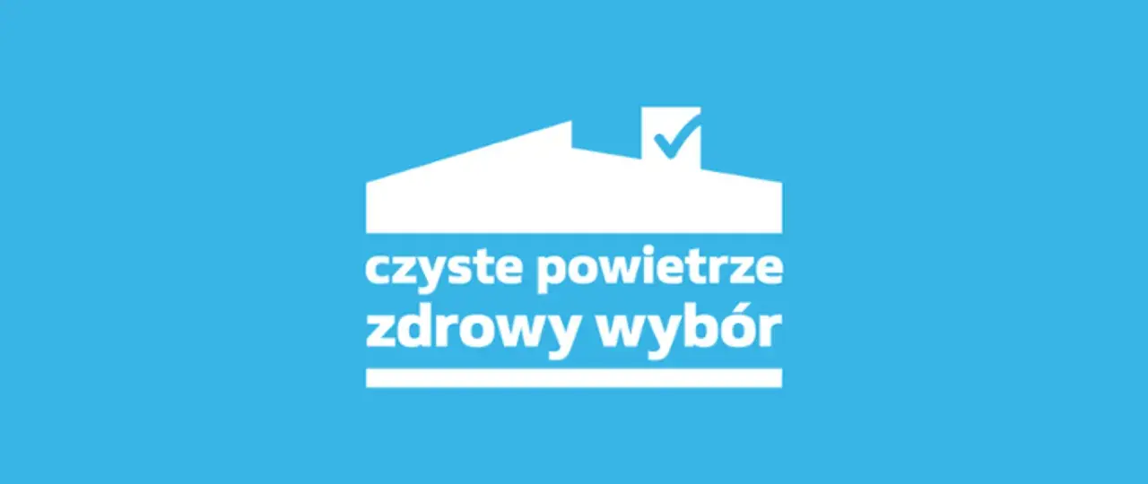 Biały symbol domu z zaznaczonym kominem i napisem "czyste powietrze zdrowy wybór". To ważny krok w kierunku lepszego życia, jak deklaracja PIT-37.