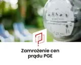 Zamrożenie cen prądu dla gospodarstw domowych. Licznik energii elektrycznej i logo PGE.