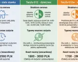 Porównanie taryf energii: G11 (stała), G12 (dzień/noc), G12w (weekendowa). Broker energetyczny pomaga wybrać najlepszą opcję.