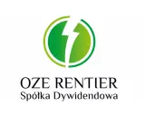 Logo OZE RENTIER: zielony okrąg z błyskawicą w środku, poniżej napis "OZE RENTIER Spółka Dywidendowa".