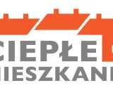 Logo programu "Ciepłe Mieszkanie" z pomarańczowymi dachami i szarym napisem.