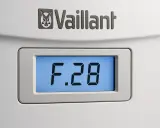 Wyświetlacz kotła Vaillant pokazuje kod błędu F.28.