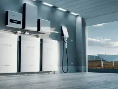 Nowoczesny system magazynowania energii z bateriami litowo-jonowymi, gotowy do gromadzenia mocy ze słońca i wiatru.