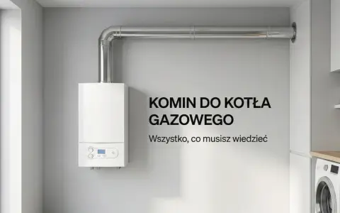 Nowoczesny piec gazowy z podłączonym do niego metalowym kominem. Czy do pieca gazowego potrzebny jest komin? Dowiedz się więcej.