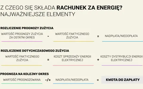 Rozliczenie rachunku za energię: prognoza vs. zużycie, koszty dystrybucji i sprzedaży, nadpłata/niedopłata, kwota do zapłaty. Kwh co to?