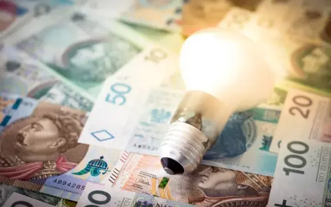Żarówka świeci na tle polskich banknotów. Czy to dodatek energetyczny dla każdego?