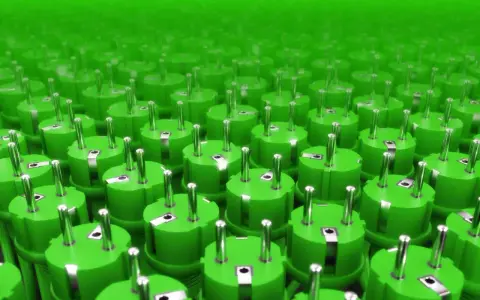 Zielona energia w Polsce: mnóstwo wtyczek symbolizuje produkcję energii elektrycznej w Polsce online.