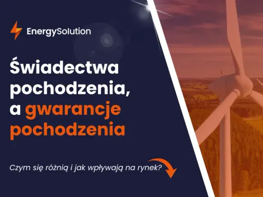 Świadectwa pochodzenia a gwarancje pochodzenia energii. Dowiedz się, czym się różnią i jak wpływają na rynek. W tle wiatraki.