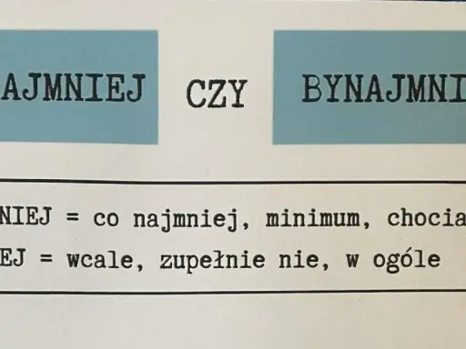 PRZYNAJMNIEJ" czy "BYNAJMNIEJ"? Wyjaśnienie znaczeń: "PRZYNAJMNIEJ" to minimum, "BYNAJMNIEJ" to wcale nie.