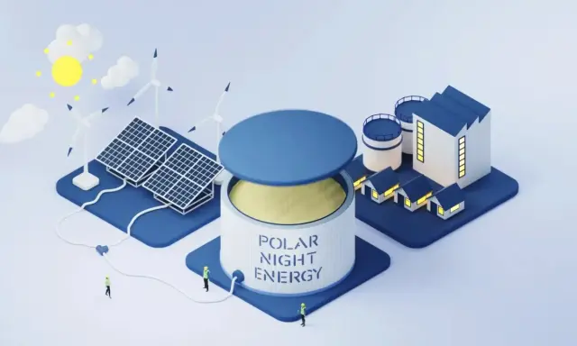 Bateria piaskowa "Polar Night Energy" zasilana przez wiatr i słońce, dostarcza energię do domów i fabryki.