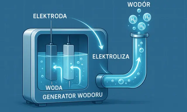 Generator wodoru wykorzystuje elektrolizę wody do produkcji czystego wodoru.