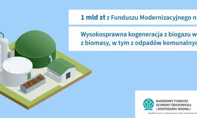 Wysokosprawna kogeneracja z biogazu wytwarzanego z odpadów komunalnych. 1 mld zł z Funduszu Modernizacyjnego na rozwój.