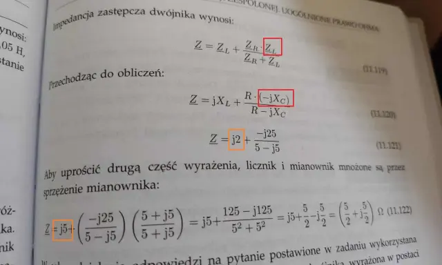 Obliczenia pokazują, co to jest impedancja zespolona, używając wzorów i przekształceń matematycznych.