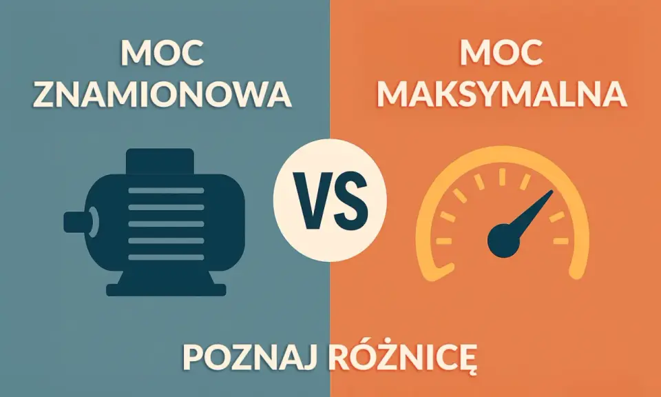 Moc znamionowa vs. moc maksymalna. Ilustracja porównuje stałą moc znamionową silnika z jego chwilową, maksymalną mocą.