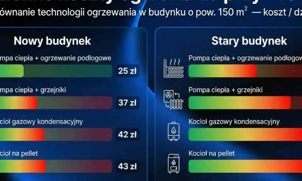 Porównanie kosztów ogrzewania. Kocioł gazowy kondensacyjny w starym budynku kosztuje 42 zł dziennie, pokazując, jak działa piec gazowy.