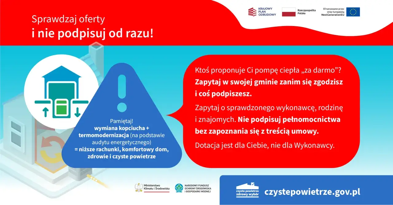 Pamiętaj o premii termomodernizacyjnej! Wymiana kopciucha i termomodernizacja to niższe rachunki, komfort i czyste powietrze. Sprawdź oferty, nie podpisuj od razu.