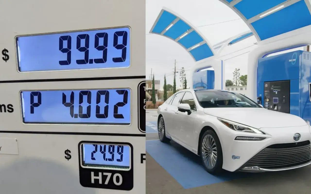 Cena za litr paliwa 4,002 zł, a za 100 km 24,99 zł. Białe auta na wodór tankują na nowoczesnej stacji.
