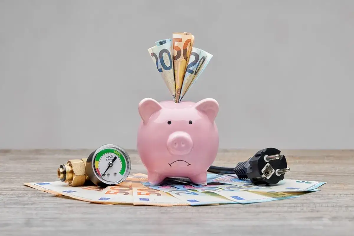 Różowa świnka-skarbonka z euro i wtyczką elektryczną obok manometru. Zastanawiasz się, o ile zdrożeje prąd?
