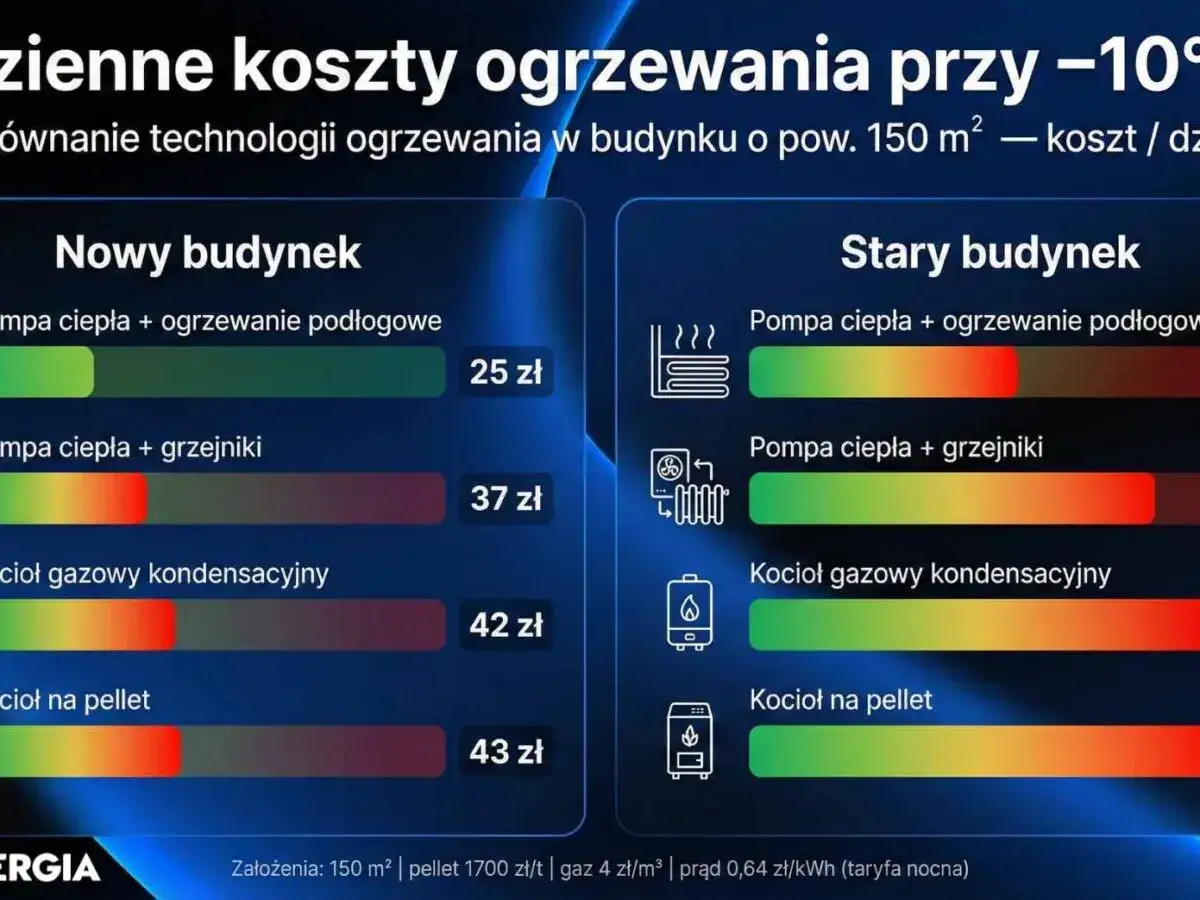 Porównanie kosztów ogrzewania: pompa ciepła z podłogówką to najlepsza opcja na to, na co wymienić kopciucha.